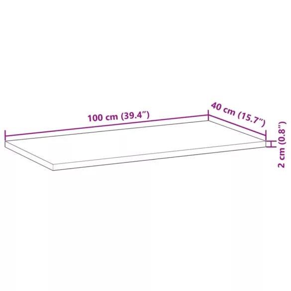 tömör akácfa téglalap alakú asztallap 100 x 40 x 2 cm
