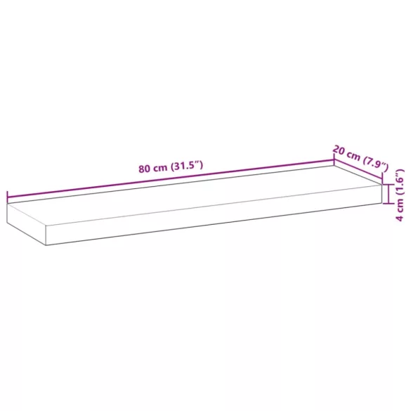 tömör akácfa téglalap alakú asztallap 80 x 20 x 4 cm