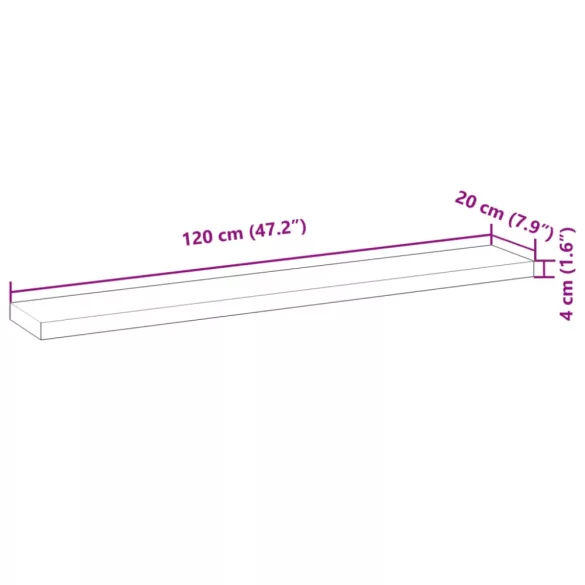 tömör akácfa téglalap alakú asztallap 120 x 20 x 4 cm