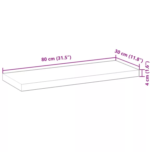 tömör akácfa téglalap alakú asztallap 80 x 30 x 4 cm