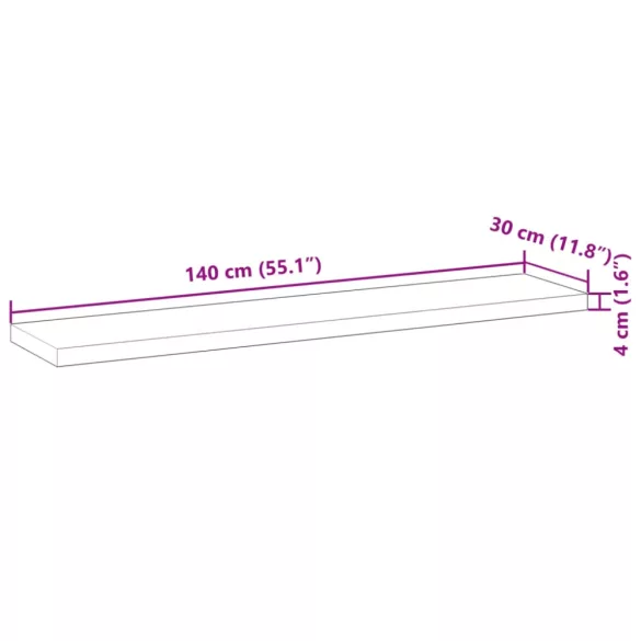 tömör akácfa téglalap alakú asztallap 140 x 30 x 4 cm