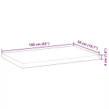 négyszög alakú tömör akácfa asztallap 160 x 50 x 4 cm