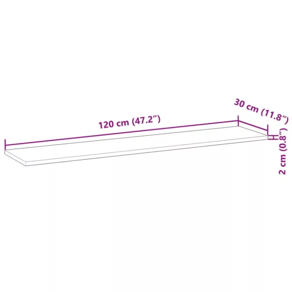 négyszög alakú tömör akácfa asztallap 120 x 30 x 2 cm
