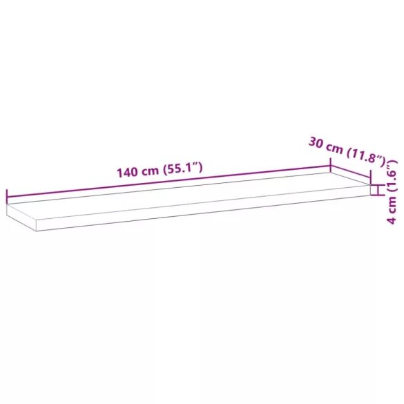 tömör akácfa téglalap alakú asztallap 140 x 30 x 4 cm