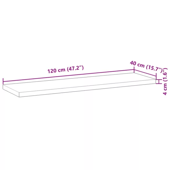 tömör akácfa téglalap alakú asztallap 120 x 40 x 4 cm