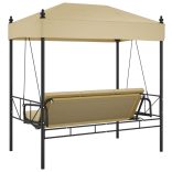 homokszínű acél kerti hintapad tetővel