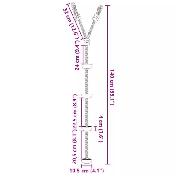 többszínű tárcsás kötélhinta gyerekeknek 4 fokkal