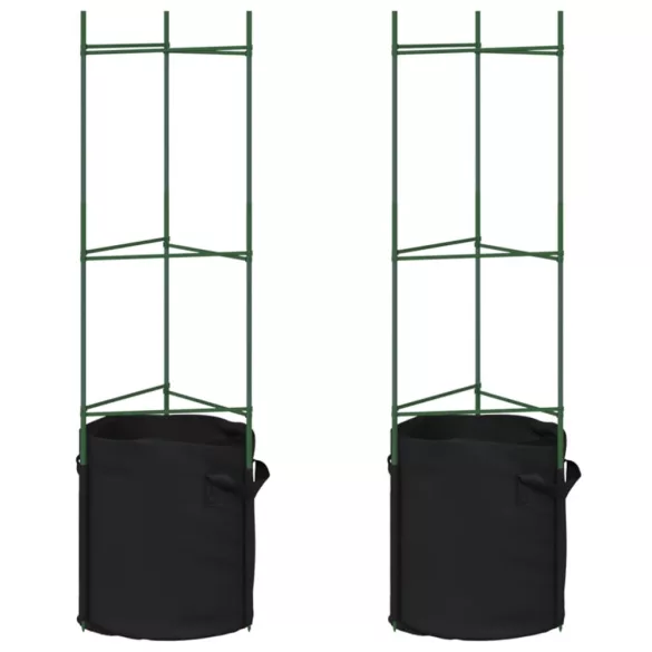 2 db acél és PP paradicsom ketrec növényzsákkal 116 cm