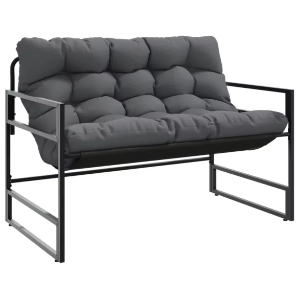 antracitszürke acél kerti pad párnával 113 cm