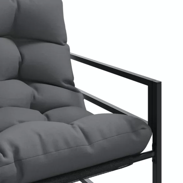 antracitszürke acél kerti pad párnával 113 cm