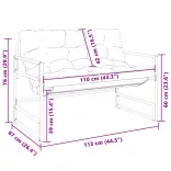 antracitszürke acél kerti pad párnával 113 cm