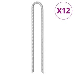   12 db U-alakú horganyzott acél sátorcövek 41,5 cm Ø12 mm