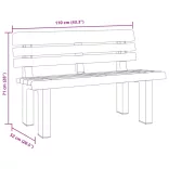 fehér polipropilén kerti pad 110 x 52 x 71 cm