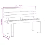 antracitszürke polipropilén kerti pad 110 x 52 x 71 cm