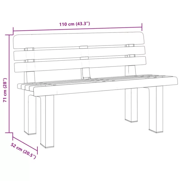 antracitszürke polipropilén kerti pad 110 x 52 x 71 cm