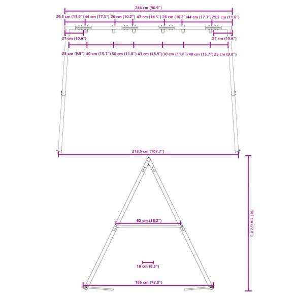 hintaváz kültéri használatra Szé 273,5 x Ma 185 cm