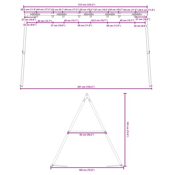 hintaváz kültéri használatra Szé 341 x Ma 185 cm