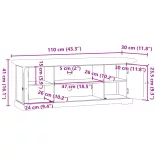 fehér szerelt fa TV-szekrény 110 x 30 x 41 cm