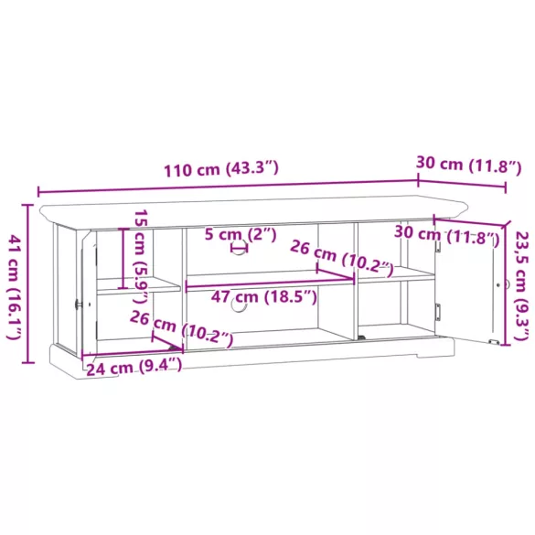 fehér szerelt fa TV-szekrény 110 x 30 x 41 cm