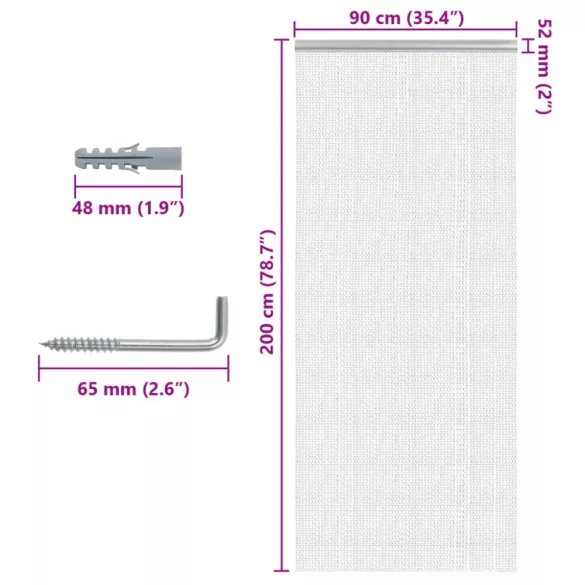 alumínium láncos ajtószúnyogháló 90 x 200 cm