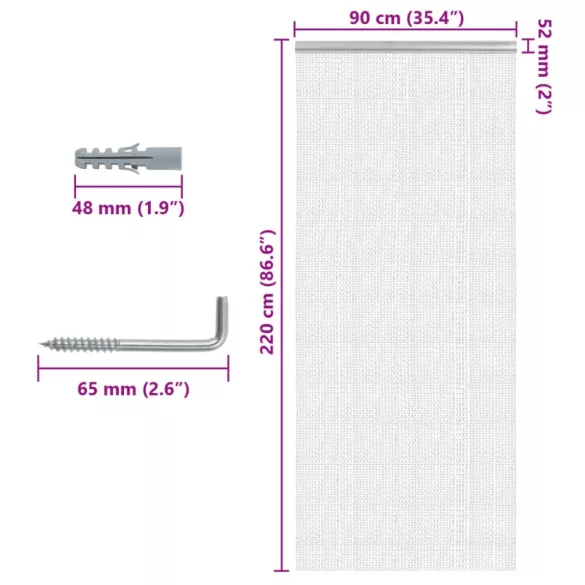 alumínium láncos ajtószúnyogháló 90 x 220 cm