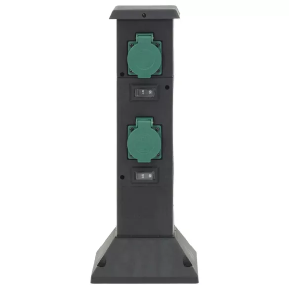 4 utas fekete-zöld kültéri konnektoros oszlop 16 x 16 x 39,5 cm