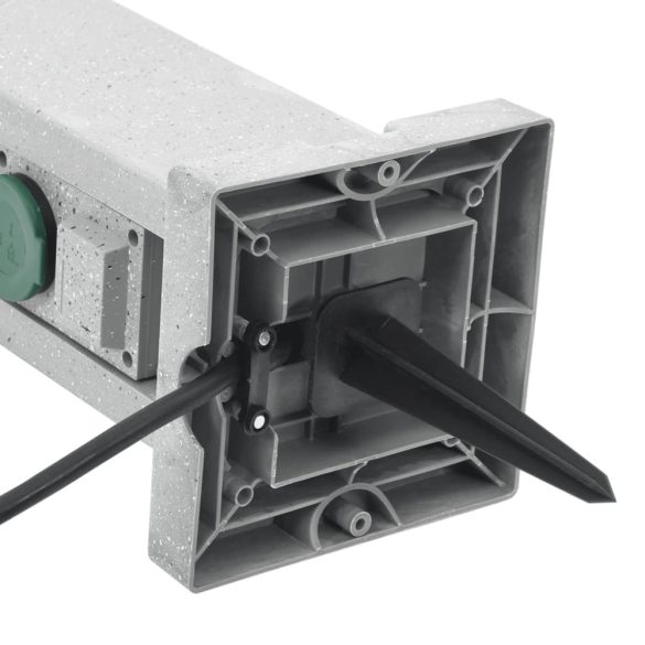 kőhatású szürke 4 utas kültéri tüskés konnektor 16x16x29,5 cm