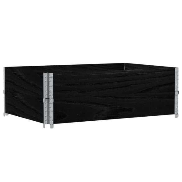 2 db fekete tömör fenyőfa raklapmagasító 120 x 80 cm