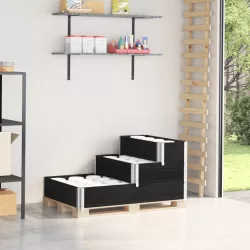 3 szintes fekete tömör fenyőfa magaságyás 120 x 80 cm