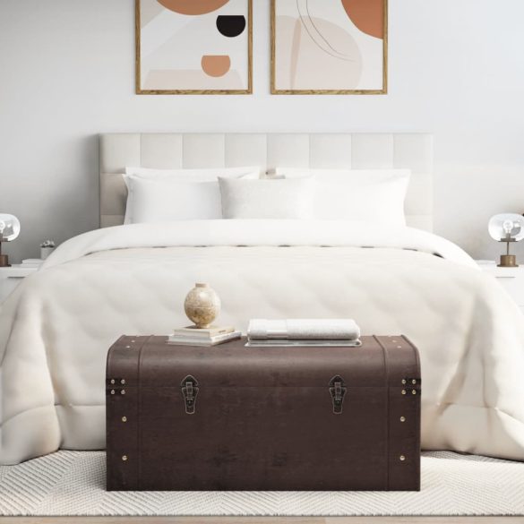 sötétbarna furnérlemez kincsesláda retesszel 90 x 50 x 39,5 cm