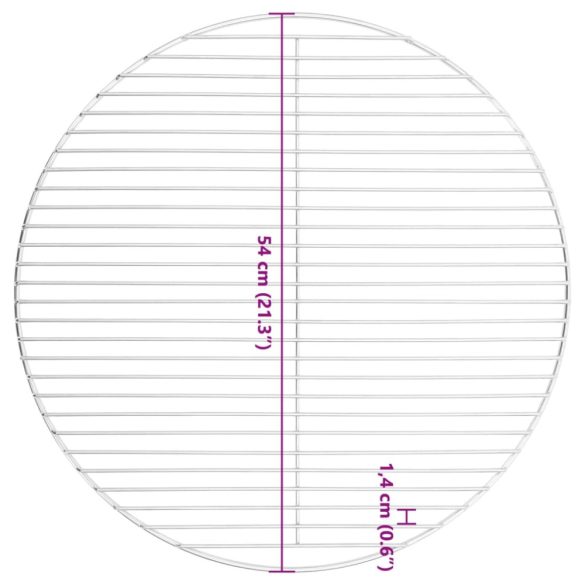 kerek 304 rozsdamentes acél BBQ grillrács Ø54 cm