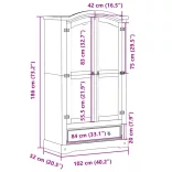 Corona tömör fenyőfa ruhásszekrény 102 x 52 x 186 cm