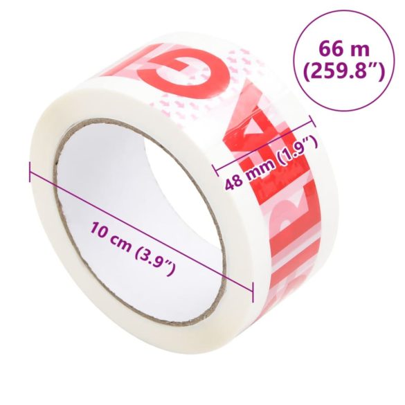 72 db fehér csomagolószalag FRAGILE felirattal 48 mm x 66 m