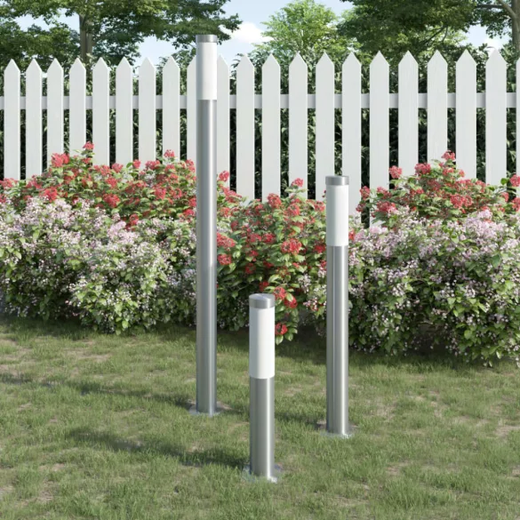 3 darabos Kertilámpa készlet RVS álló E27 230V