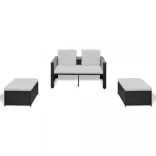 8 részes fekete kerti polyrattan pihenőszett