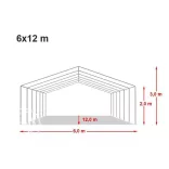 Professzionális rendezvénysátor 6x12m ipari 800N PVC ponyvával