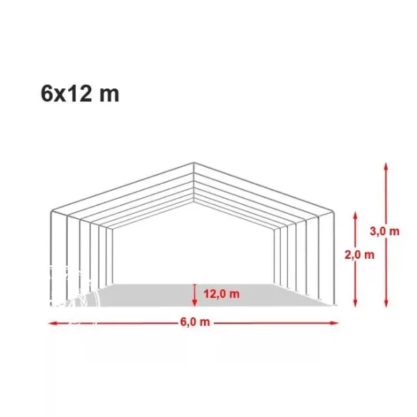 Professzionális rendezvénysátor 6x12m ipari 800N PVC ponyvával