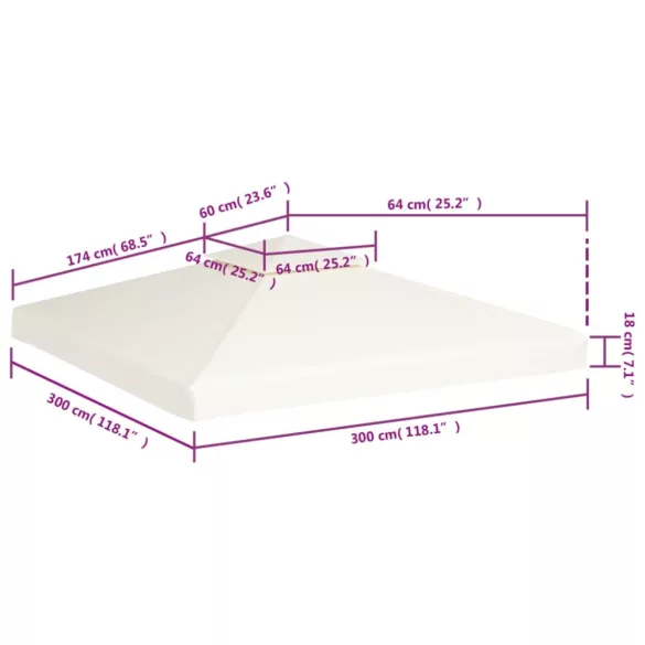 krémfehér csere pavilon ponyvatető 310 g/m² 3 x 3 m