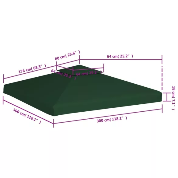 zöld csere pavilon ponyvatető 310 g/m² 3 x 3 m