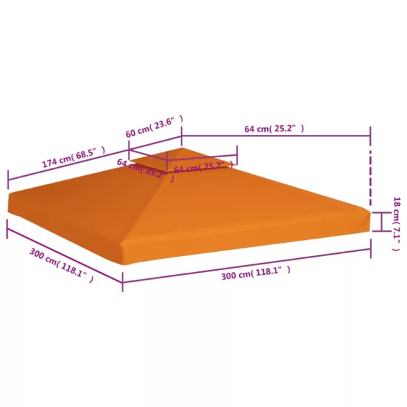 narancssárga csere pavilon ponyvatető 310 g/m² 3 x 3 m