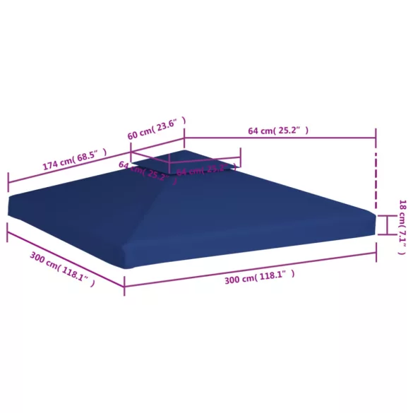 sötétkék csere pavilon ponyvatető 310 g/m² 3 x 3 m