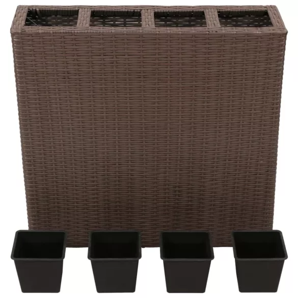 barna polyrattan kerti magaságyás 4 kaspóval