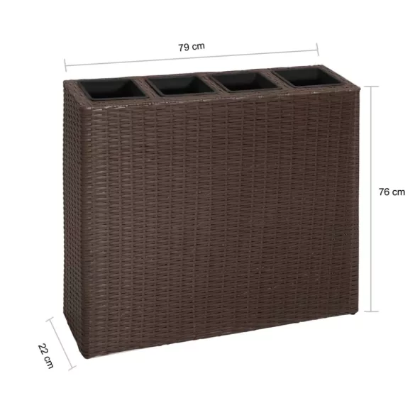 barna polyrattan kerti magaságyás 4 kaspóval