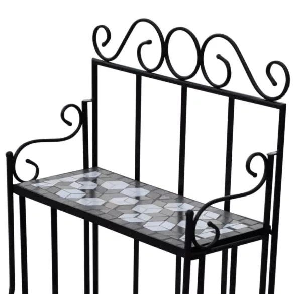 Fekete-fehér mozaikmintás növénytartó állvány