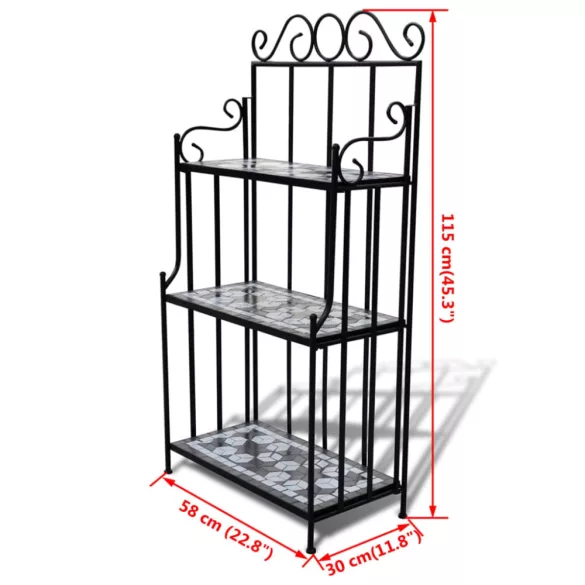 Fekete-fehér mozaikmintás növénytartó állvány