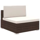 8-részes barna polyrattan kerti bútorszett párnákkal