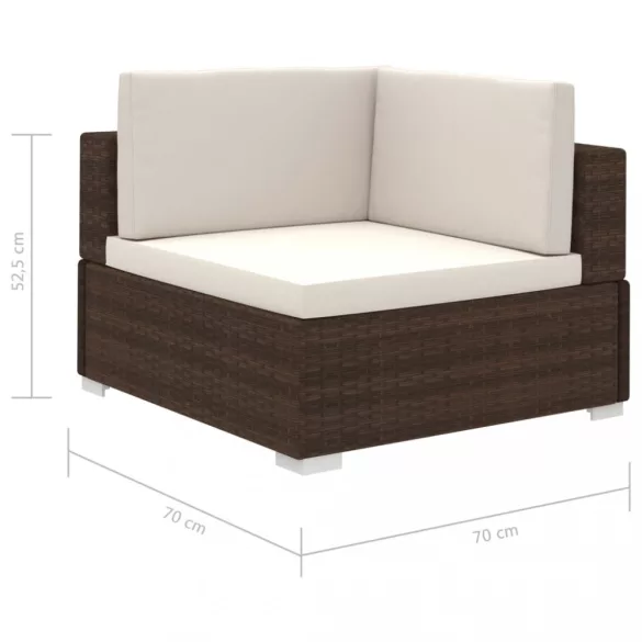 12-részes barna polyrattan kerti bútorszett párnákkal