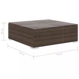 12-részes barna polyrattan kerti bútorszett párnákkal
