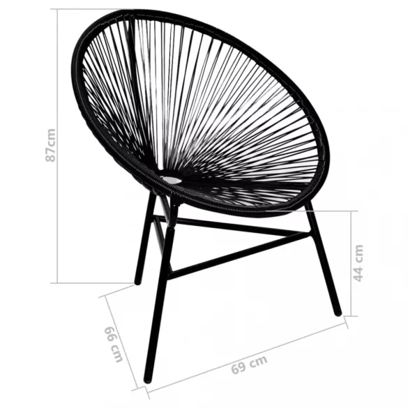 fekete polyrattan kerti kagylószék
