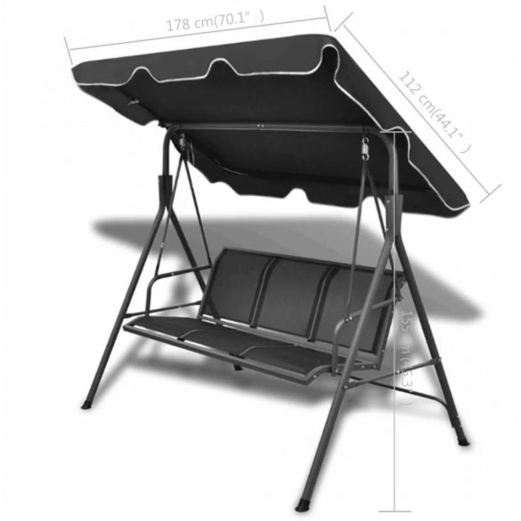 fekete kerti hintaágy tetőponyvával